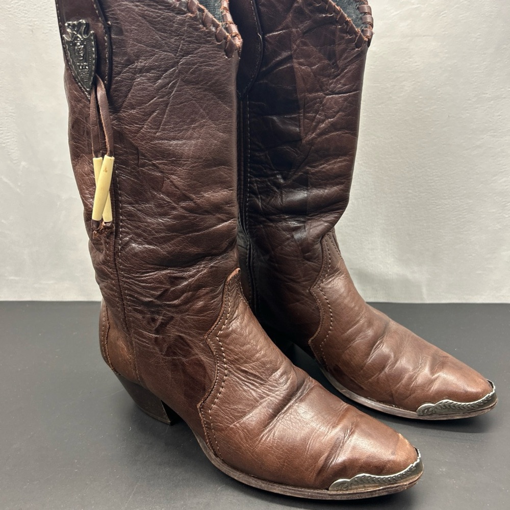Laredo Navajo Western Boots Womens Silver Arrowhead Beads Toe Guards Size 7M
